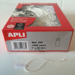 Apli hangetiket met koord 7x19mm 1000st Apli hangetiket met koord 7x19mm 1000st