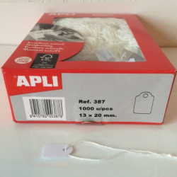 Apli hangetiket met koord 13x20mm 1000st Apli hangetiket met koord 13x20mm 1000st