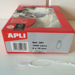 Apli hangetiket met koord 8x19mm 1000st Apli hangetiket met koord 8x19mm 1000st