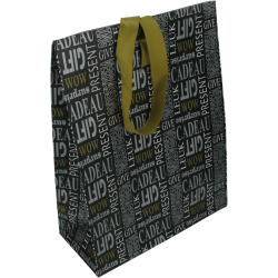 Geschenktas -tekst- zwart/goud 11x6x14,5cm 25st Tpk263480 Geschenktas -tekst- zwart/goud 11x6x14,5cm 25st Tpk263480