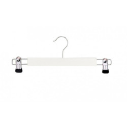 Houten hanger wit recht metalen klemmen 100st HH23028 Houten hanger wit recht metalen klemmen 100st HH23028