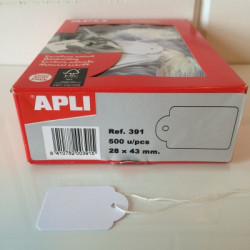 Apli hangetiket met koord 28x43mm 500st Apli hangetiket met koord 28x43mm 500st
