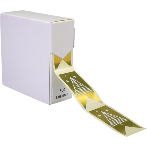 Etiket Kerstboom goud 60x30mm 500st 