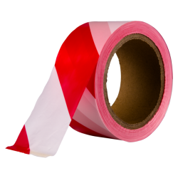 Afzetlint LDPE 50mm 100m wit/rood Afzetlint LDPE 50mm 100m wit/rood