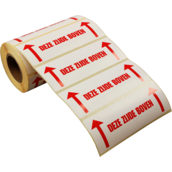 Etiket DEZE ZIJDE BOVEN 134x50mm wit/rood Tpk549246 Etiket DEZE ZIJDE BOVEN 134x50mm wit/rood Tpk549246