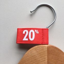 Kledinghanger label vaantje rood - 20%- 10 stuks Kledinghanger label vaantje rood - 20%- 10 stuks
