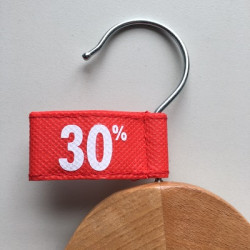 Kledinghanger label vaantje rood - 30%- 10 stuks 