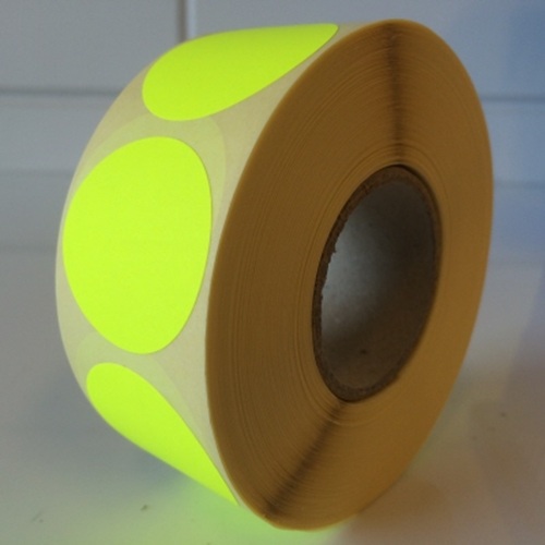 Prijssticker Ø35mm fluor geel 2000/rol Prijssticker Ø35mm fluor geel 2000/rol