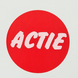 Etiket Ø35mm rood/wit ACTIE 500/rol Etiket Ø35mm rood/wit ACTIE 500/rol