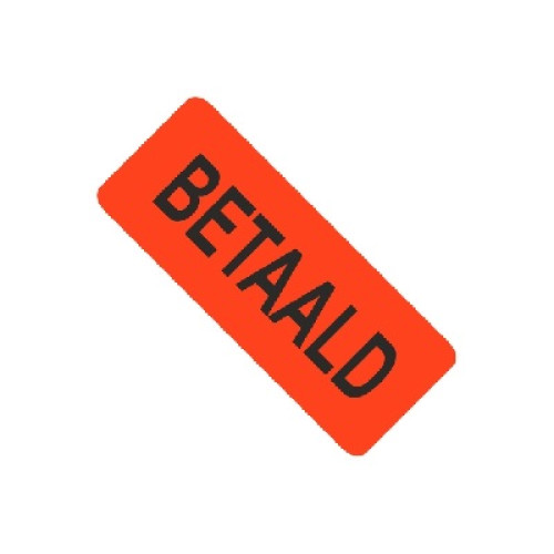 Etiket 50x21mm fluor rood BETAALD 500/rol Etiket 50x21mm fluor rood BETAALD 500/rol