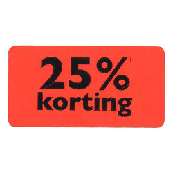 Etiket fluor rood 25% korting 47x25mm 1000st Tpk549705 Etiket fluor rood 25% korting 47x25mm 1000st Tpk549705