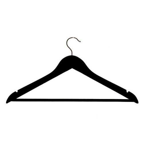 Houten hanger zwart geknikt broeklat inkeping 100st HH02029 Houten hanger zwart geknikt broeklat inkeping 100st HH02029
