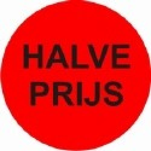 Etiket fluor rood 35mm Halve Prijs 500per rol Td27513241 Etiket fluor rood 35mm Halve Prijs 500per rol Td27513241