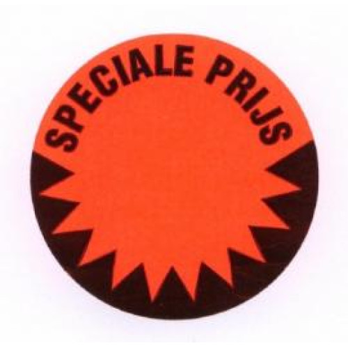 Prijssticker Ø35mm fluor rood Speciale Prijs 1000/rol Td27501490 Prijssticker Ø35mm fluor rood Speciale Prijs 1000/rol Td27501490